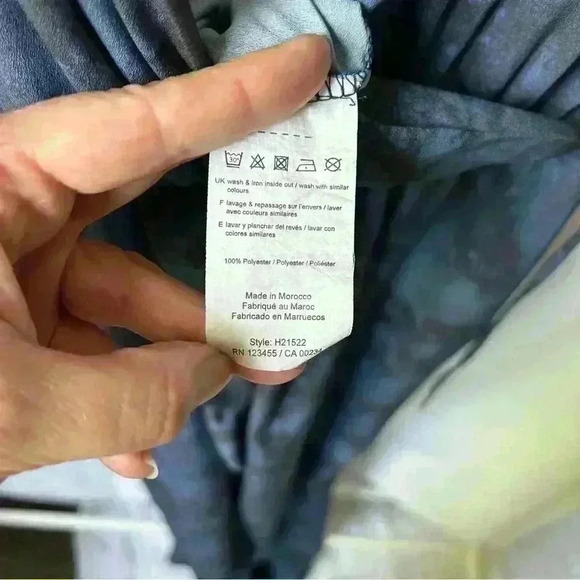 HALSTON Blue and Black Dyed Marble Print Tie Dye Jumpsuit Size Large - Picture 10 of 10